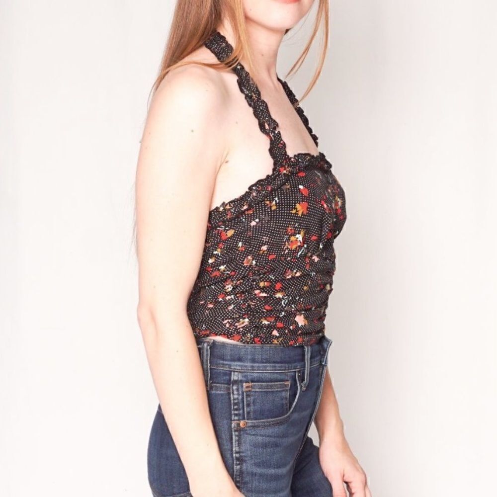 Free People Suns Out Floral Smocked Cropped Halter Top - Picture 3 of 14